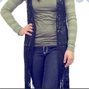 Umgee black hippie festival crochet vest sz.1x